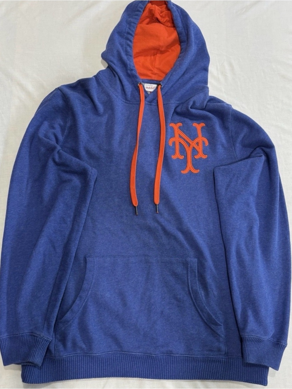 Mitchell & Ness NY Mets Hoodie Men’s Sz XL Blue Orange Cooperstown Edition
